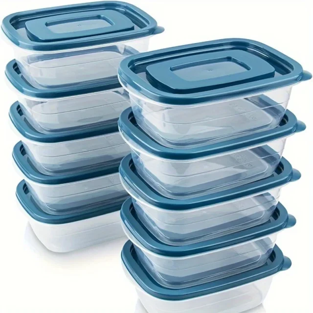 Set 6 Transparent Stackable Plastic Food Storage Containers with