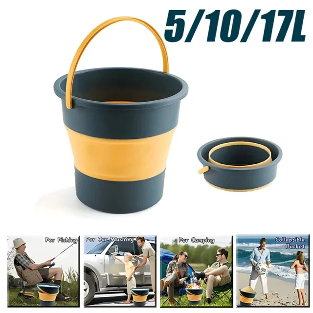 5/10/17L Portable Folding Bucket Multifunctional Thickened Silicone Car Washing