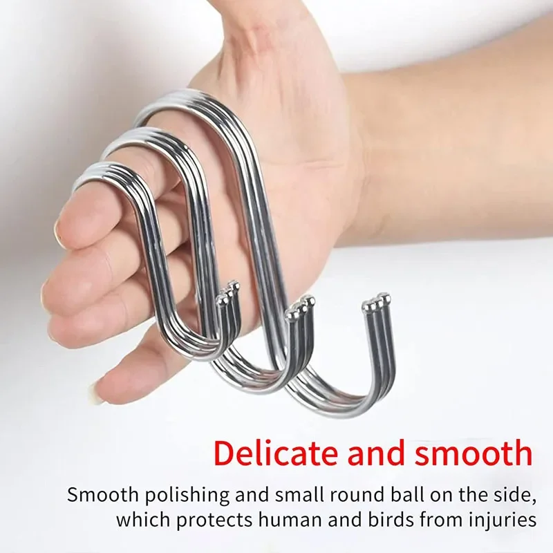 Stainless Steel S Hooks with Sharp Tip Utensil Meat Clothes Hanger Hanging Hooks for Butcher Shop Kitchen Baking Tools - image 6