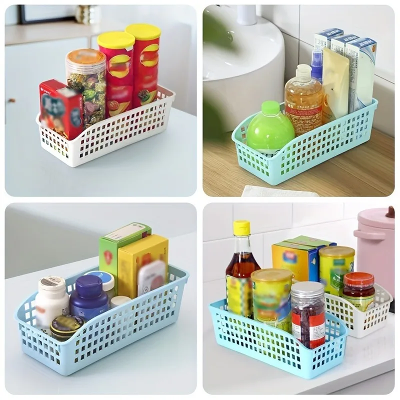4pcs Stackable Storage Basket Set - Multifunctional Plastic Storage Box - Suitable for Books - Snacks - etc.Ideal Choice for Family - image 4