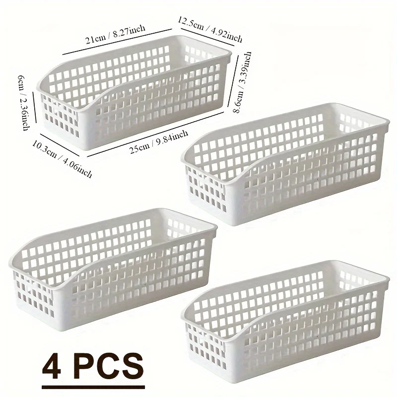 4pcs Stackable Storage Basket Set - Multifunctional Plastic Storage Box - Suitable for Books - Snacks - etc.Ideal Choice for Family - image 5