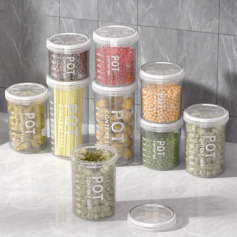 2/4PCS Grain Sealed Cans With Tick Marks Kitchen Grain Spice Storage Jar Refrigerator Organizer Fresh keep Tank Sealed Container - image 6