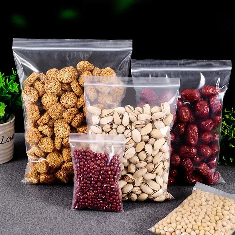 300/100PCS Transparent Zip Bags Food Jewelry Vacuum Storage Bag Plastic Thicken Reclosable Poly Bag Kitchen Organization Package - image 2