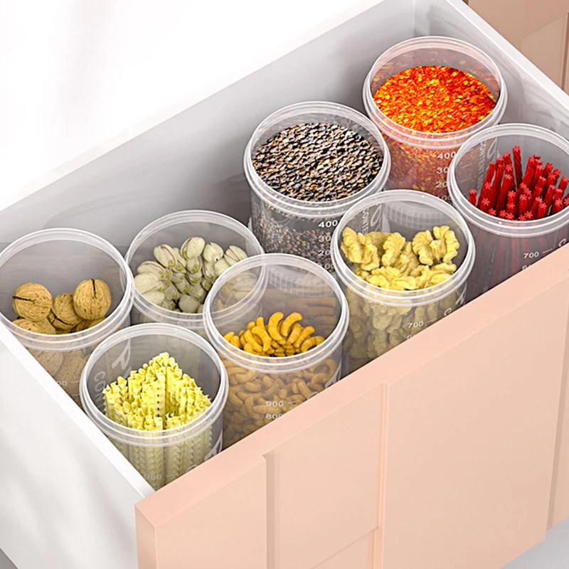 2/4PCS Grain Sealed Cans With Tick Marks Kitchen Grain Spice Storage Jar Refrigerator Organizer Fresh keep Tank Sealed Container - image 3