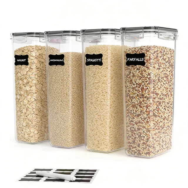 2.8L Sealed Food Storage Containers Lids Plastic Kitchen Pantry Dry 4 - 4 Pack