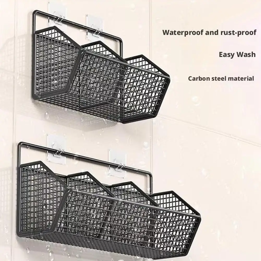 Wall - mounted Kitchen Storage Basket Perforation - free Iron Partition Storage Rack for Kitchen Ingredients Sorting Storage Basket - image 5