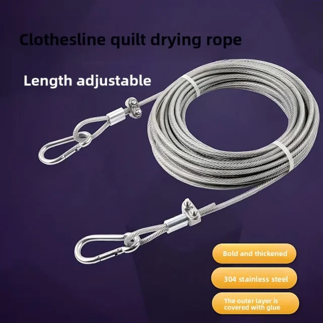 2/5/10M Thick Stainless Steel Clothesline Waterproof Rustproof Rope for Balcony