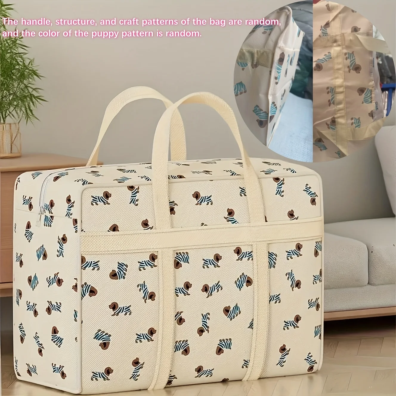 1pc Foldable Luggage Organizer Bag with Cute Puppy Pattern - Large Capacity Space - Saving Travel Storage Bag - Durable Polyester bag - image 3
