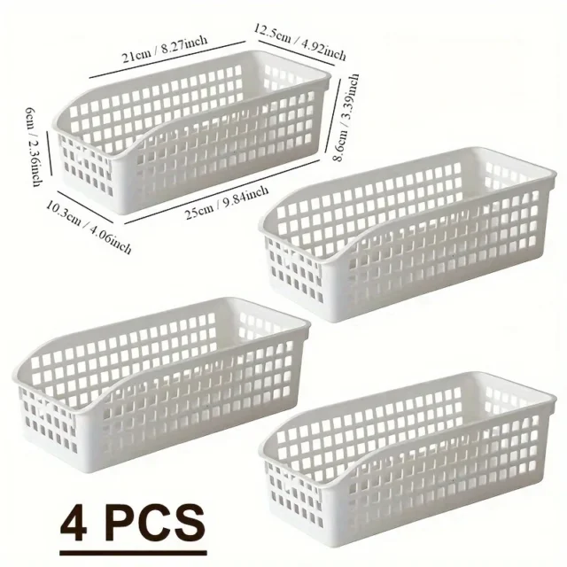 4pcs Stackable Storage Basket Set - Multifunctional Plastic Storage Box - Suitable for Books - Snacks - etc.Ideal Choice for Family