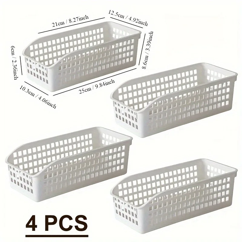 4pcs Stackable Storage Basket Set - Multifunctional Plastic Storage Box - Suitable for Books - Snacks - etc.Ideal Choice for Family