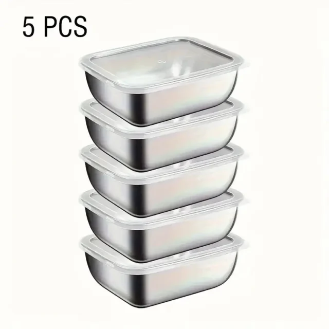 Stainless Steel Food Storage Containers Stackable Meal Prep Boxes 5 Pack