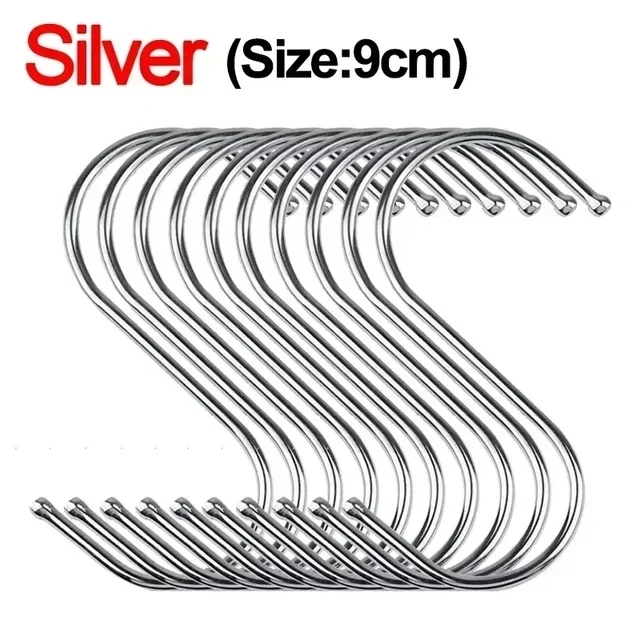 Stainless Steel S Hooks with Sharp Tip Utensil Meat Clothes Hanger Hanging Hooks for Butcher Shop Kitchen Baking Tools - image 9