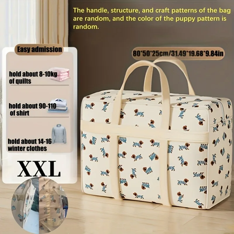 1pc Foldable Luggage Organizer Bag with Cute Puppy Pattern - Large Capacity Space - Saving Travel Storage Bag - Durable Polyester bag - image 2