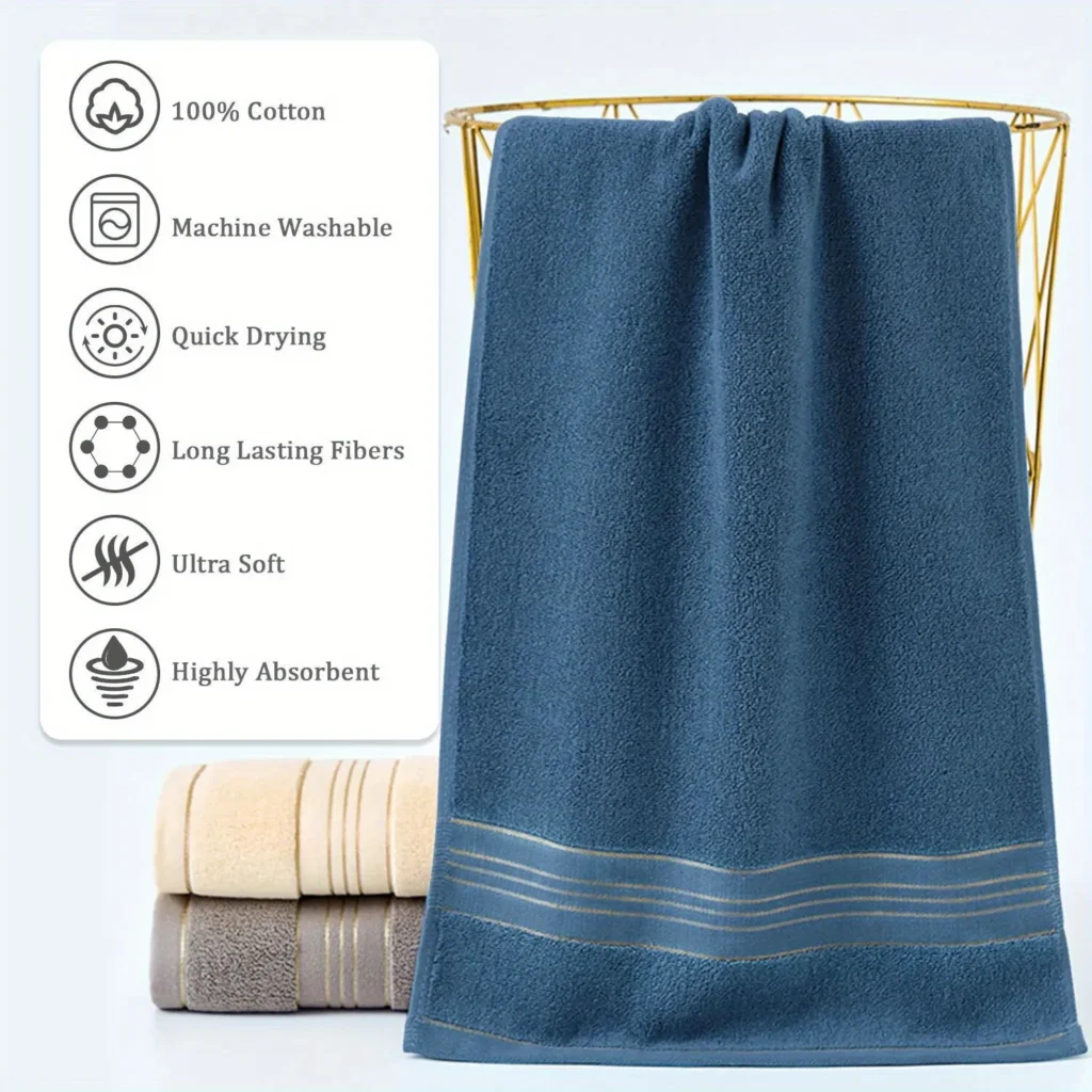 Pure Cotton Bath Towel Soft Absorbent Multi Purpose – product image 5