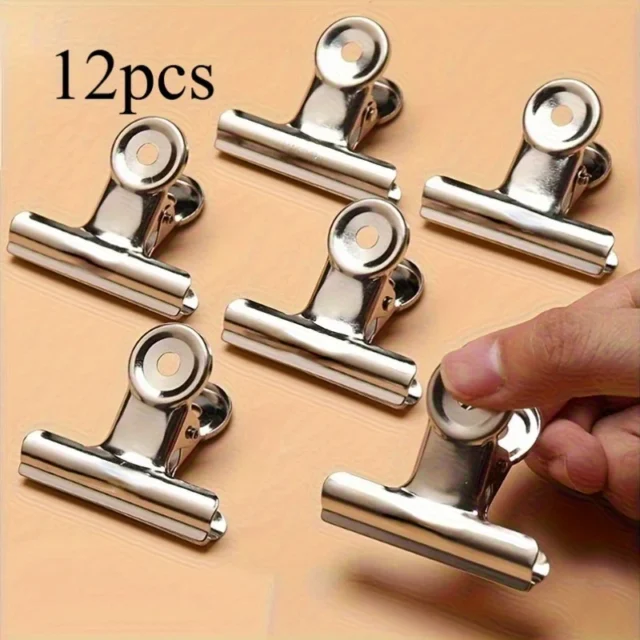 12pcs Heavy - Duty Stainless Steel Food Bag Sealing Clips - Air - Tight - Reusable Multipurpose Clips for Kitchen - Office - School