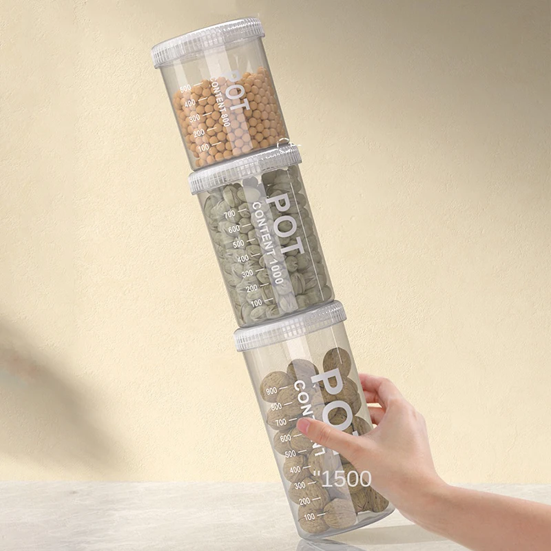 2/4PCS Grain Sealed Cans With Tick Marks Kitchen Grain Spice Storage Jar Refrigerator Organizer Fresh keep Tank Sealed Container - image 4