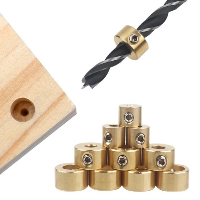 3 12Mm Drill Bit Tools Brass Depth Stop Collars Ring Positioner