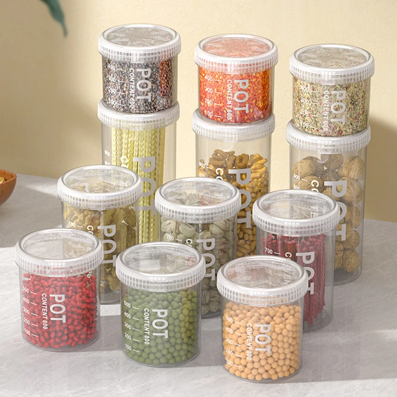 2/4PCS Grain Sealed Cans With Tick Marks Kitchen Grain Spice Storage Jar Refrigerator Organizer Fresh keep Tank Sealed Container - image 2