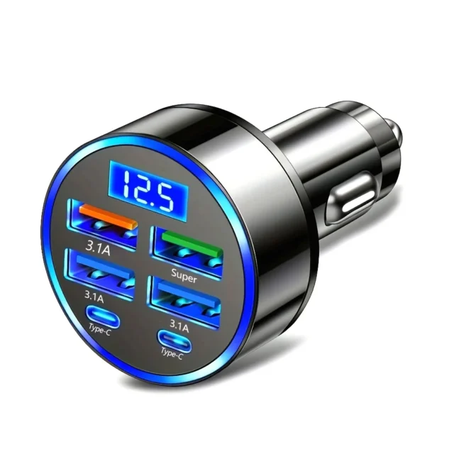 6 1 Fast Charging Car Adapter 3.1A Dual Type C