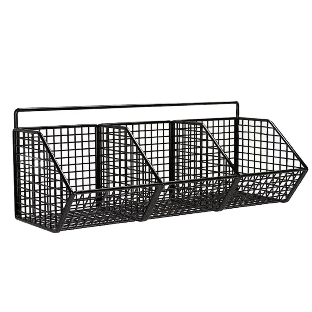 Wall - mounted Kitchen Storage Basket Perforation - free Iron Partition Storage Rack for Kitchen Ingredients Sorting Storage Basket - image 8