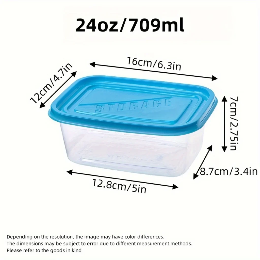 Set 6 Transparent Stackable Plastic Food Storage Containers with – product image 2