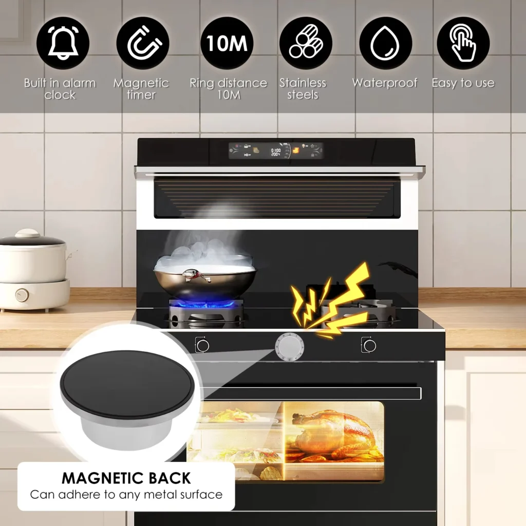 Kitchen Timer Abs Steel Cooking Waterproof Countdown Magnetic Required – product image 2