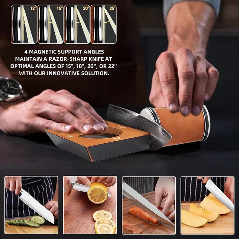 Wooden【4 Angle】Rolling Knife Sharpener Kit Straight Edge Roller Sharpening with – product image 4