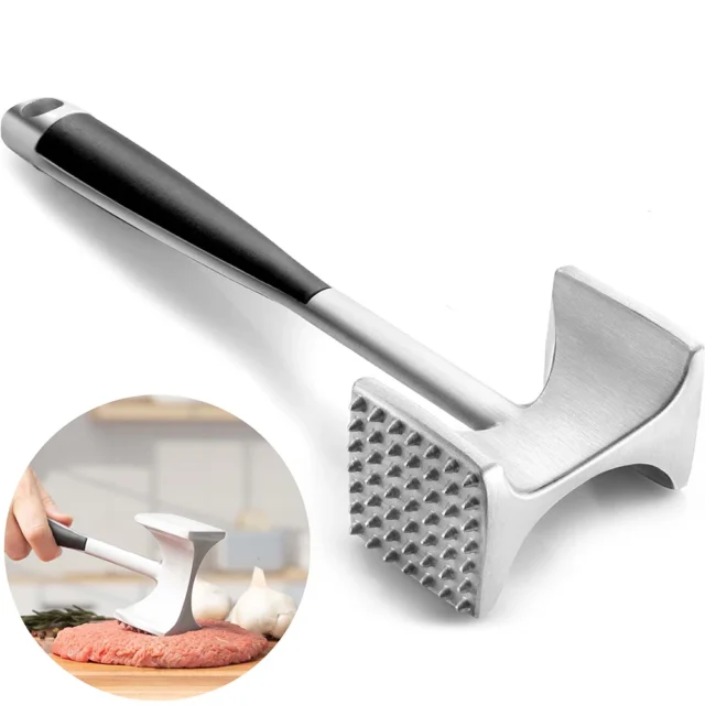 Lmetjma Meat Tenderizer Hammer Comfortable Grip Handle Zinc Alloy Kitchen
