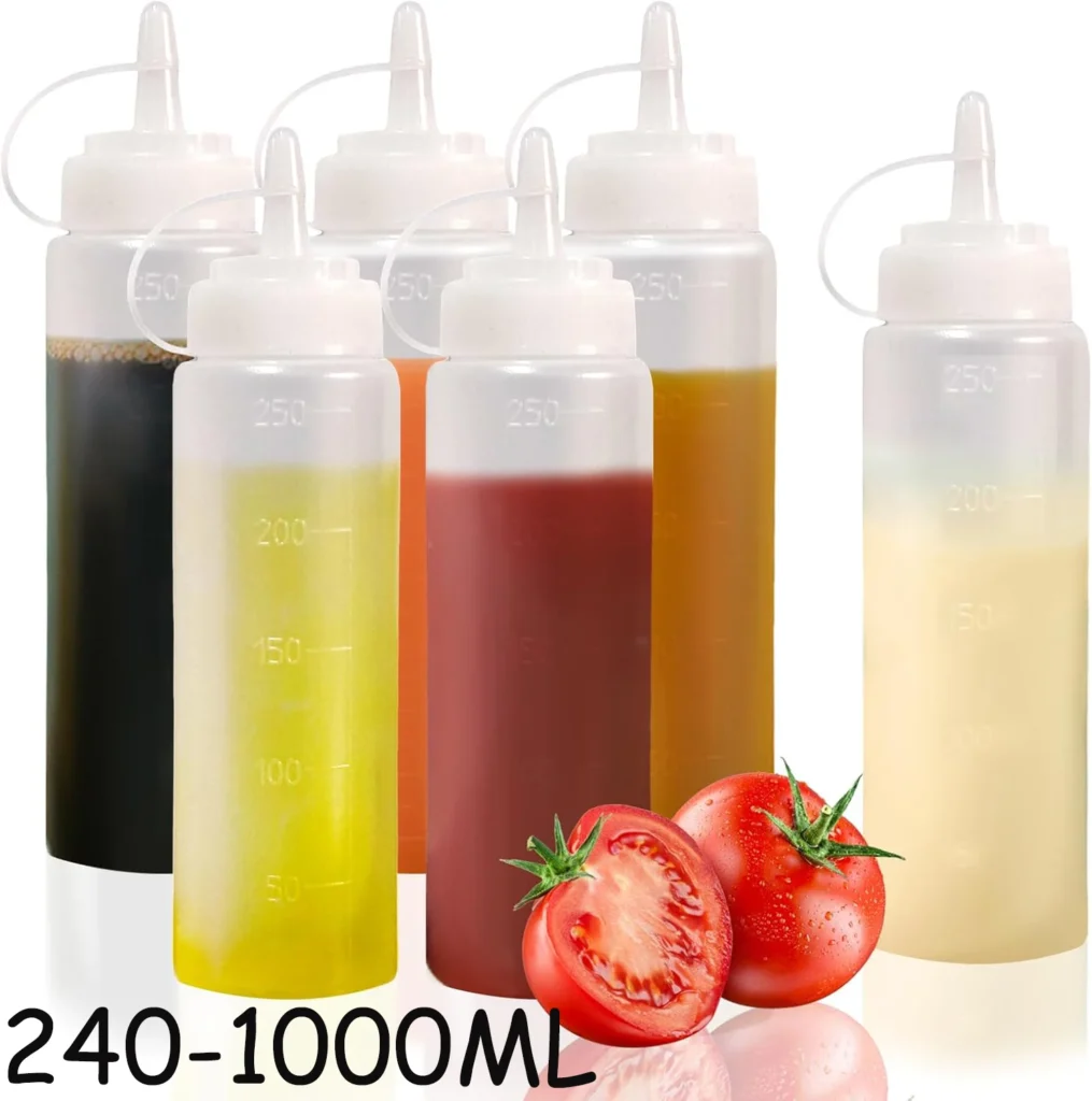 Large Squeeze Condiment Bottles Nozzles Ketchup Mustard Salad Bbq Sauces
