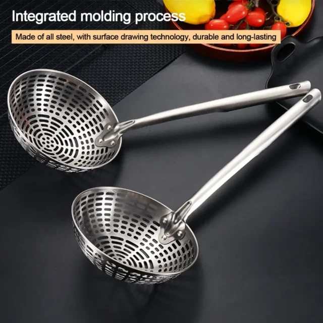 Stainless Steel Colander Long Handle Oil Frying Kitchen Fried Food Net