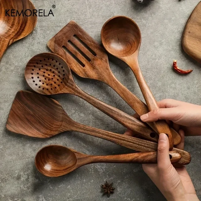 Thailand Teak Cooking Spoon Natural Wooden Kitchen Tableware Tool Ladle Turner
