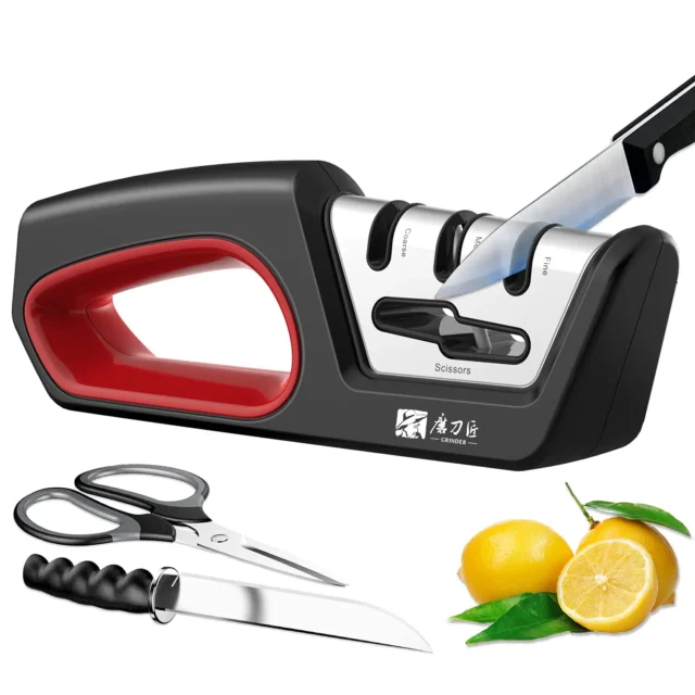 Four One Kitchen Sharpener Restores Serrated Blade Knives and Scissors