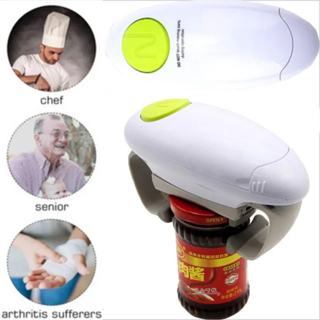 Automatic Electric Can Opener Beer Bottle Handheld Safe Free Jar Tin