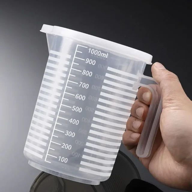 Kitchen Baking Graduated Measuring Cup Clear Plastic Laboratory Beaker with Lid