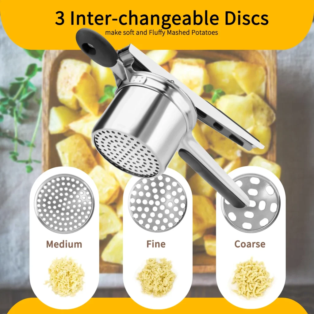 Stainless Steel Potato Ricer Silicone Handle Replaceable Chassis Mashers – product image 3