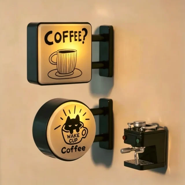 Retro Coffee Shop Fridge Magnet Glowing Miniature Pegboard Refrigerator