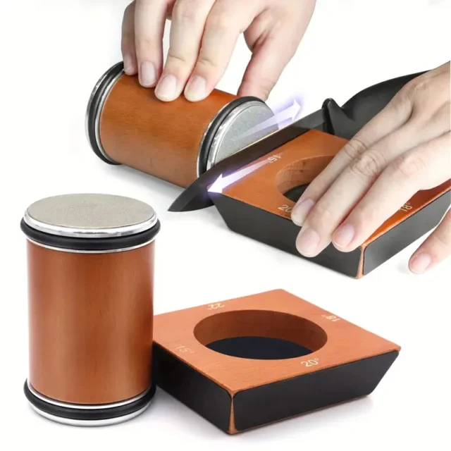 Wooden【4 Angle】Rolling Knife Sharpener Kit Straight Edge Roller Sharpening with