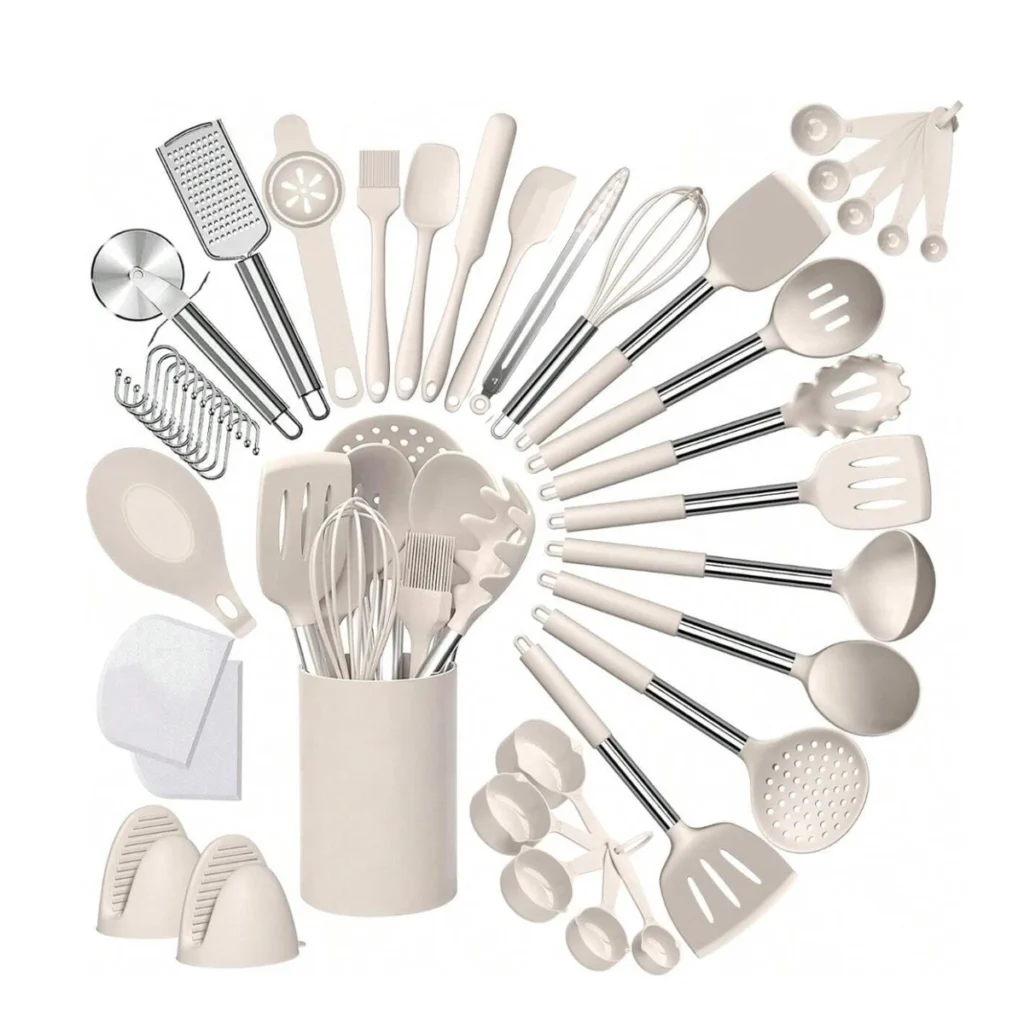 Silicone Kitchen Cooking Utensil Set Spatula Stainless Steel 43 Pack