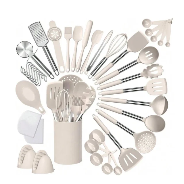 Silicone Kitchen Cooking Utensil Set Spatula Stainless Steel 43 Pack