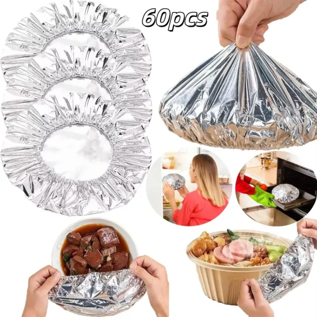 10 Reusable Aluminum Foil Bowl Cover Heat Insulation and Preservation 60