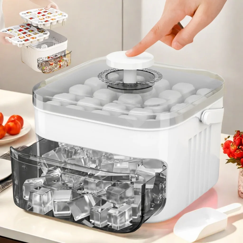 Compact Double Layer Ice Cube Tray Lid and Bin Pull – product image 2