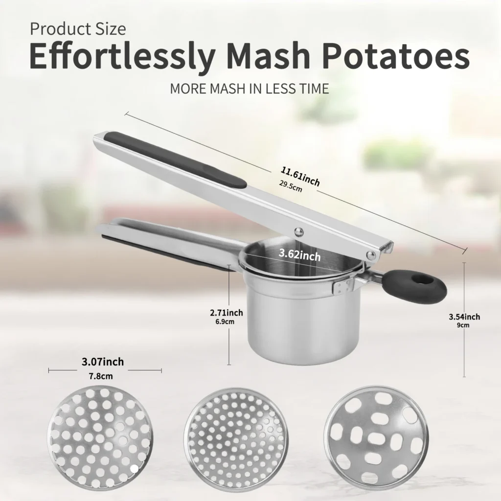 Stainless Steel Potato Ricer Silicone Handle Replaceable Chassis Mashers – product image 6