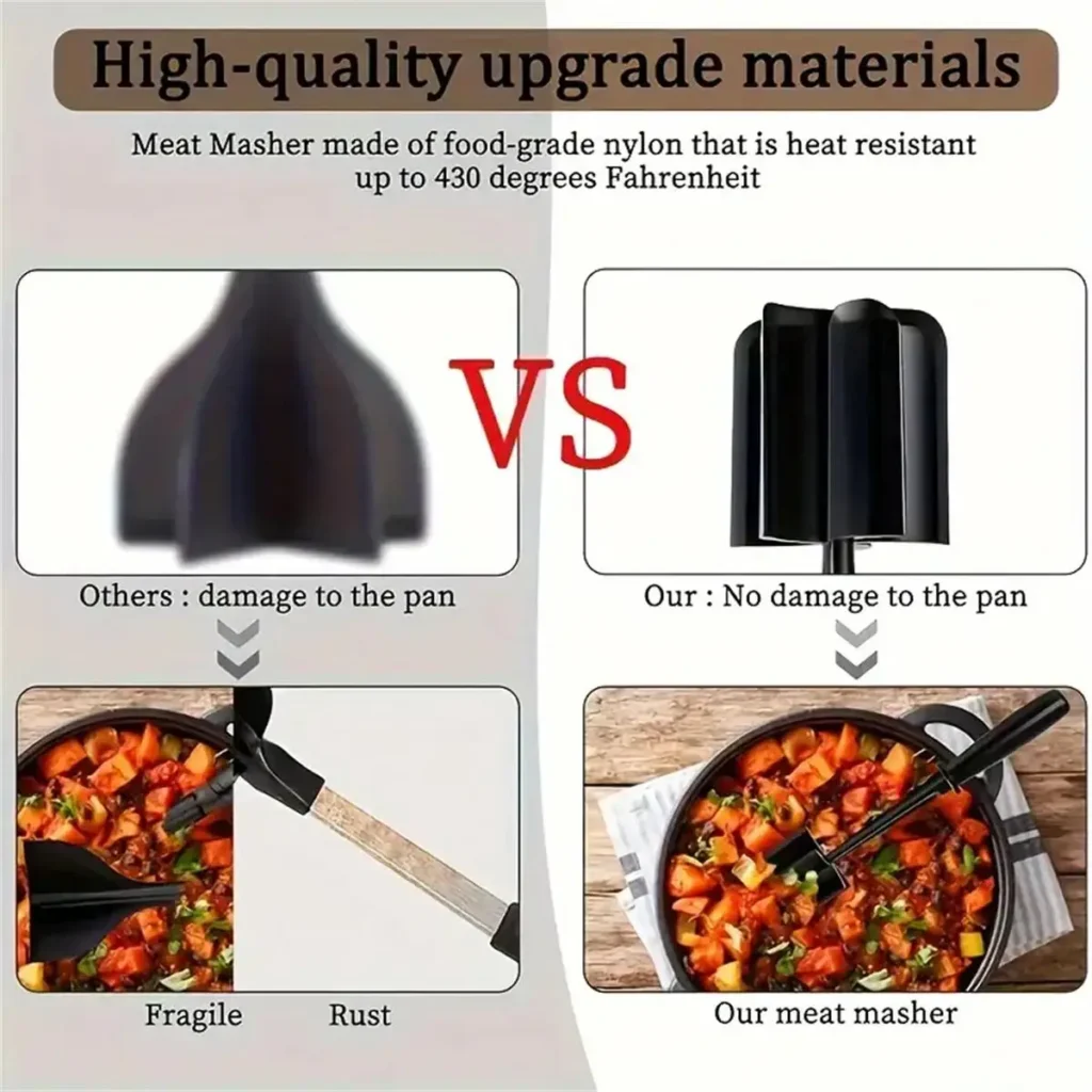 Meat Chopper Shredder Heat Resistant Suitable Hamburger Ground Beef Smasher – product image 6