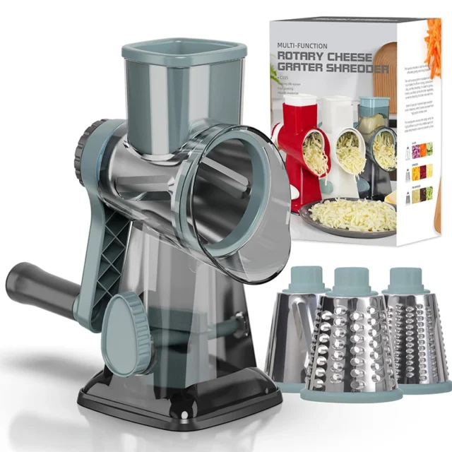 Lmetjma 3 1 Rotary Cheese Grater Versatile Manual Vegetable Slicer