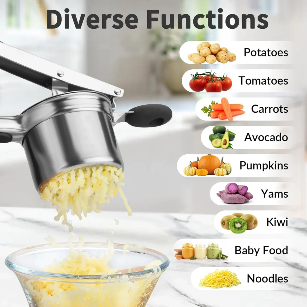 Stainless Steel Potato Ricer Silicone Handle Replaceable Chassis Mashers – product image 2