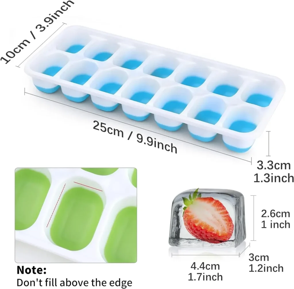 Silicone Square Ice Cube Mold Lid 14 Compartments Easy to – product image 6